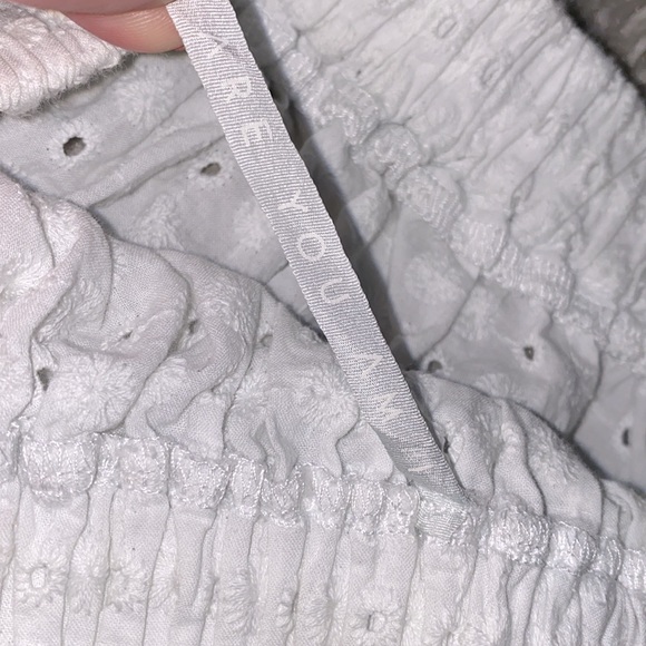 ARE YOU AM I Sappha Eyelet Top White Puff sleeve Balloon Sleeve Ruffle Bra Crop - Picture 15 of 16